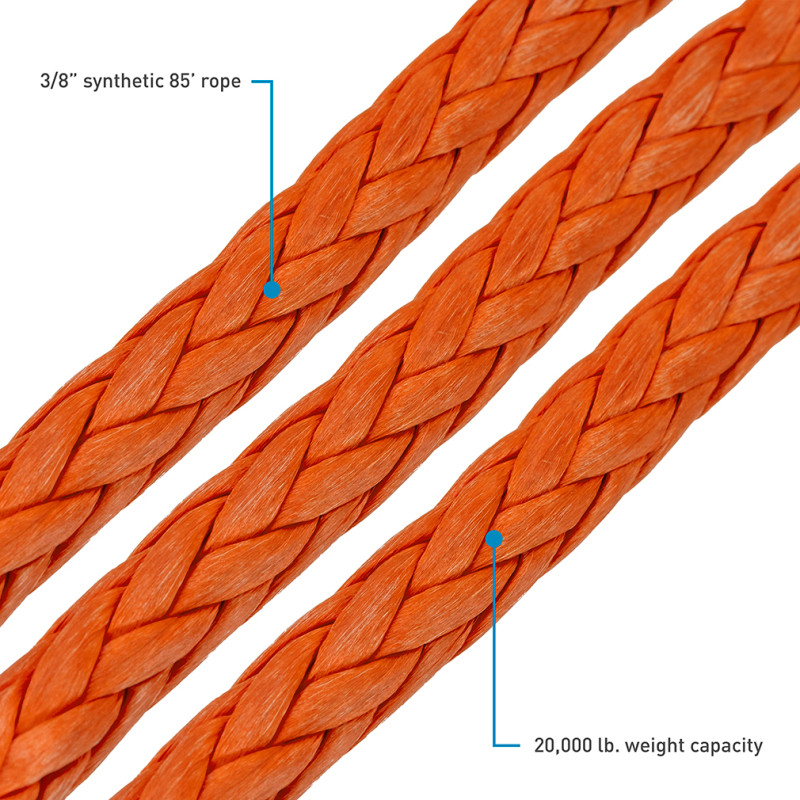 Borne Off-Road Synthetic Rope - 3/8in x 85ft - Orange - BNWN-SR-38-85OR
