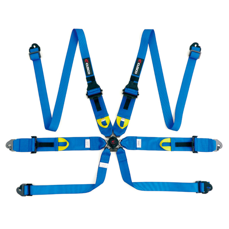 Cusco Universal 6 Point 3in Shoulder 3in Lap w/Eyebolts (7/16-20UNF Thread) FIA Racing Harness- Blue - 00B CRH N6HBL