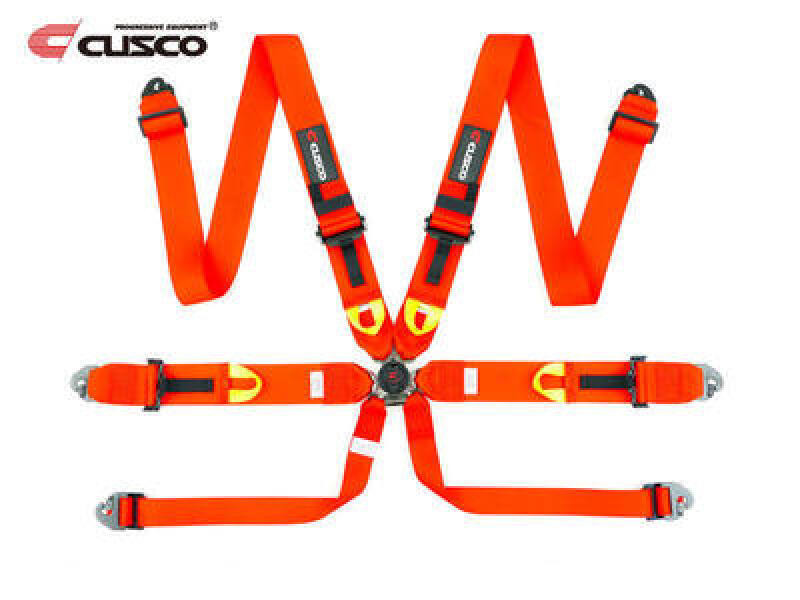 Cusco Universal 6 Point 3in Shoulder 3in Lap w/ Eyebolts (7/16-20UNF Thread) FIA Racing Harness- Red - 00B CRH N6RD