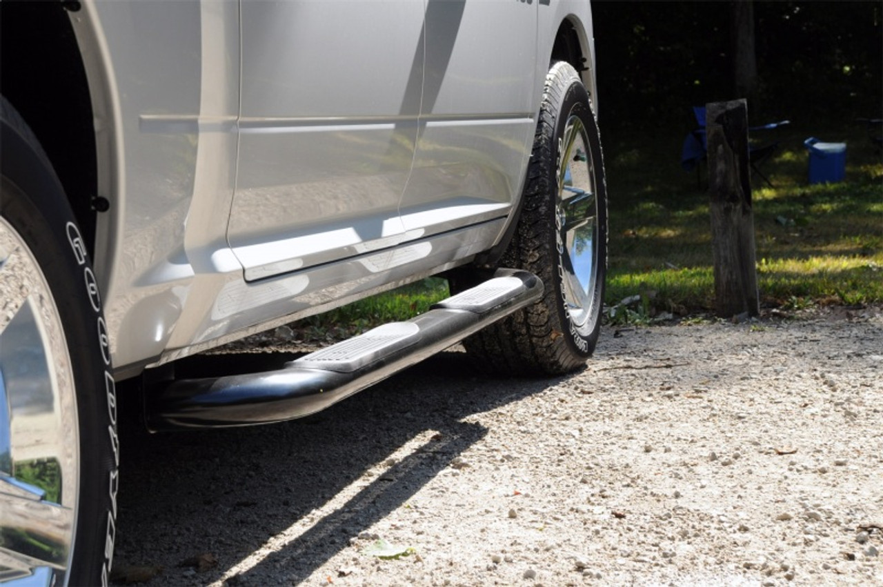 Deezee 02-09 Dodge Ram Tubes - 3In Round Black Steel QuadCab - DZ371231
