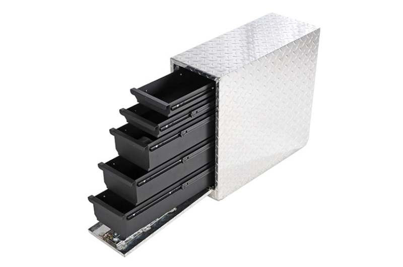 Deezee Universal Tool Box - Wheel Well Box With Drawers (Aluminum) - DZ95DA