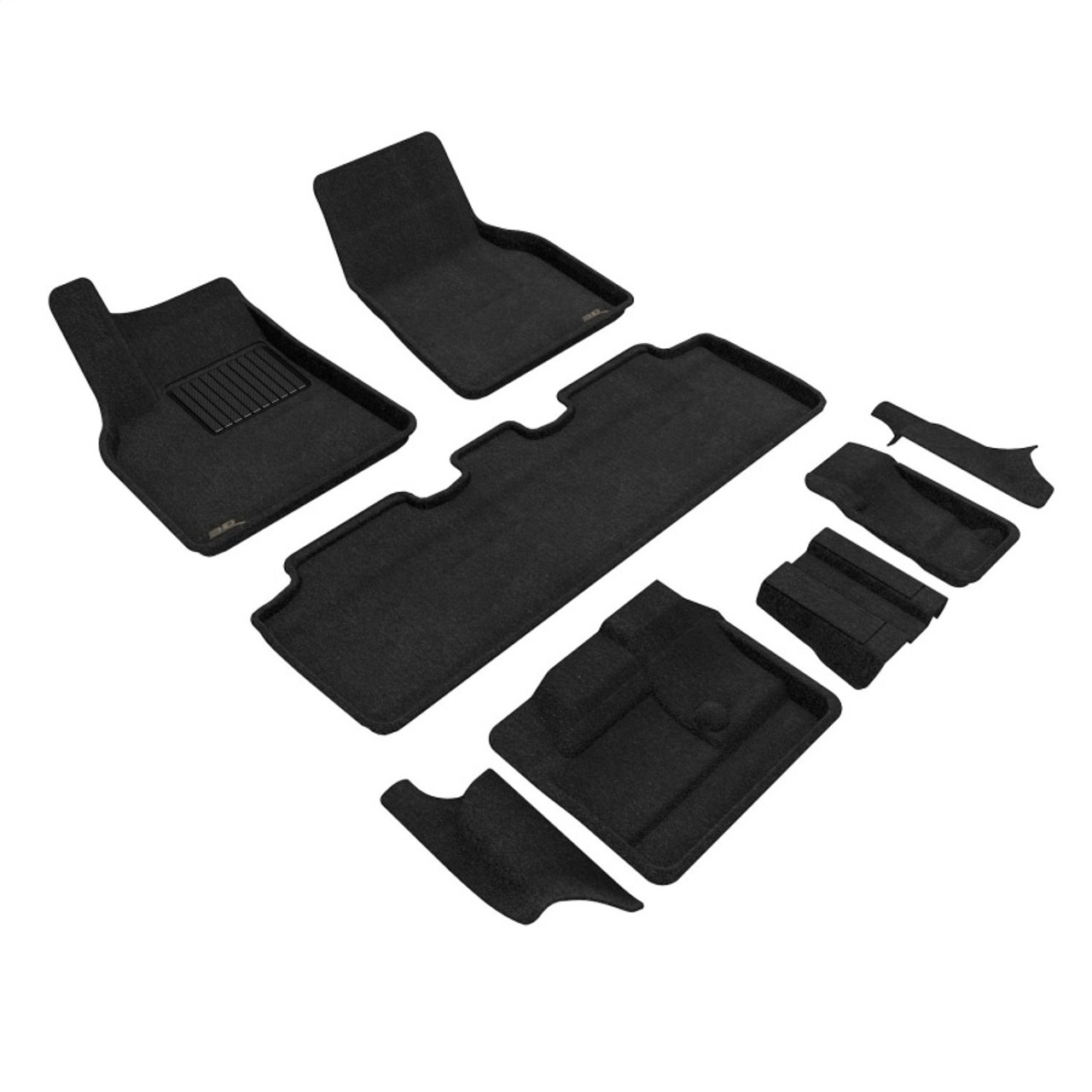 3D Maxpider 21-23 Tesla Model Y 7-Seat Elegant Floor Mat- Black 1St Row 2Nd Row 3Rd Row - L1TL03604709