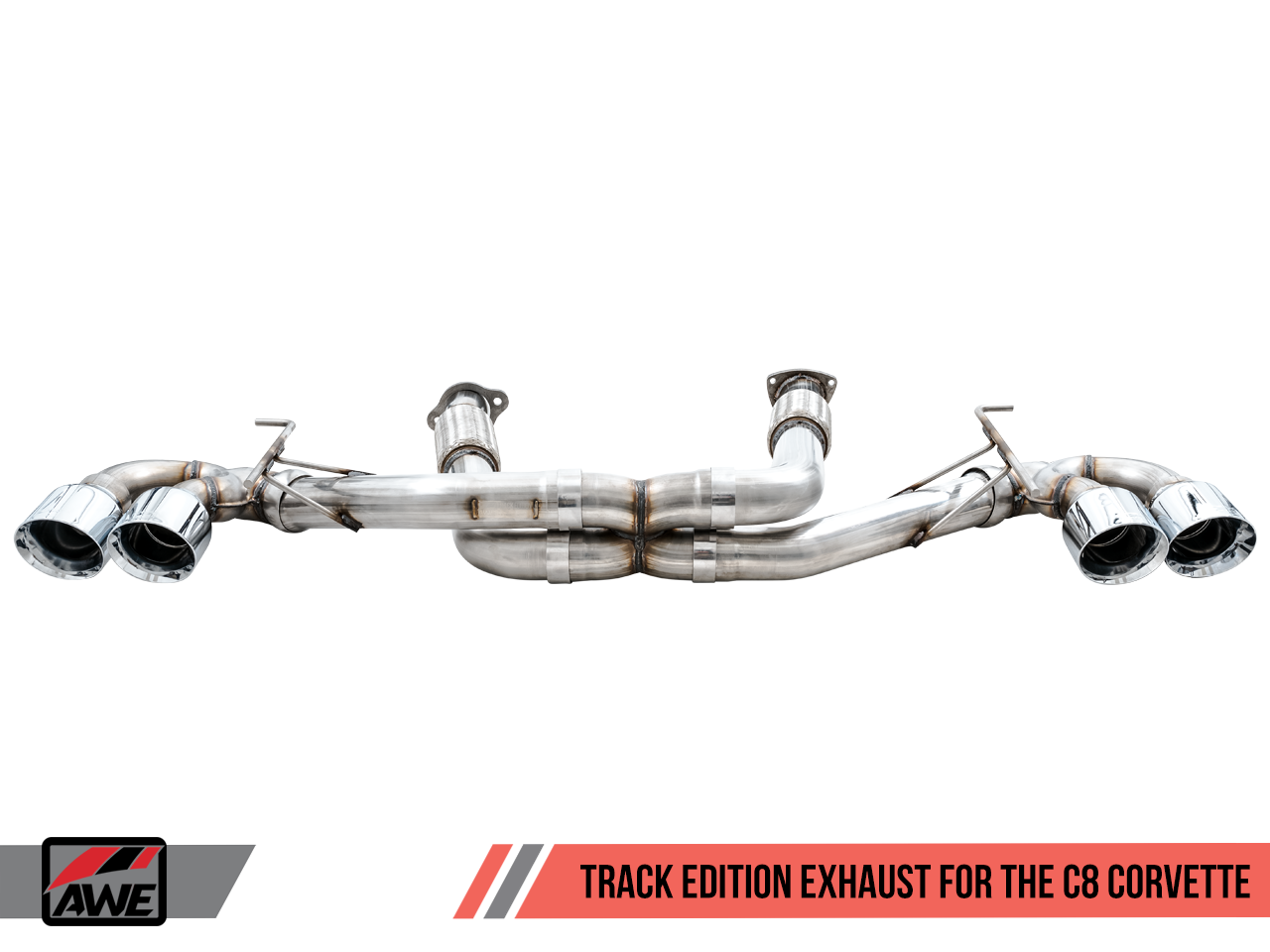 AWE Tuning Track Edition Exhaust - Quad Chrome Silver Tips - C8 Corvette