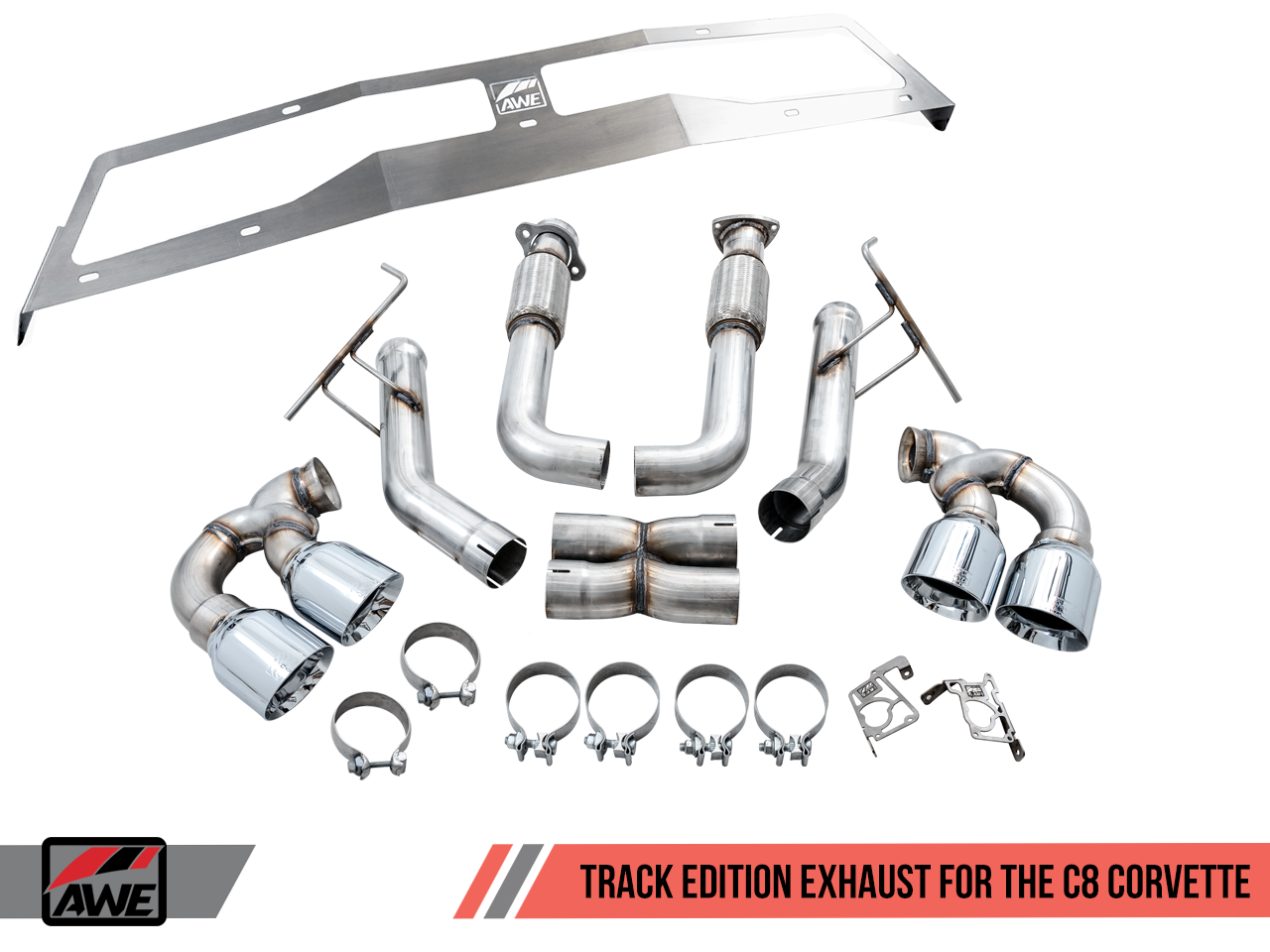 AWE Tuning Track Edition Exhaust - Quad Chrome Silver Tips - C8 Corvette