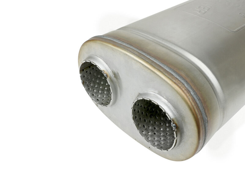 afe MACH Force-Xp Muffler 2-1/2 IN Dual Inlet/Dual Outlet 5 IN H x 8 IN W x 18 IN L - Oval Body - 49M00052 Photo - Close Up