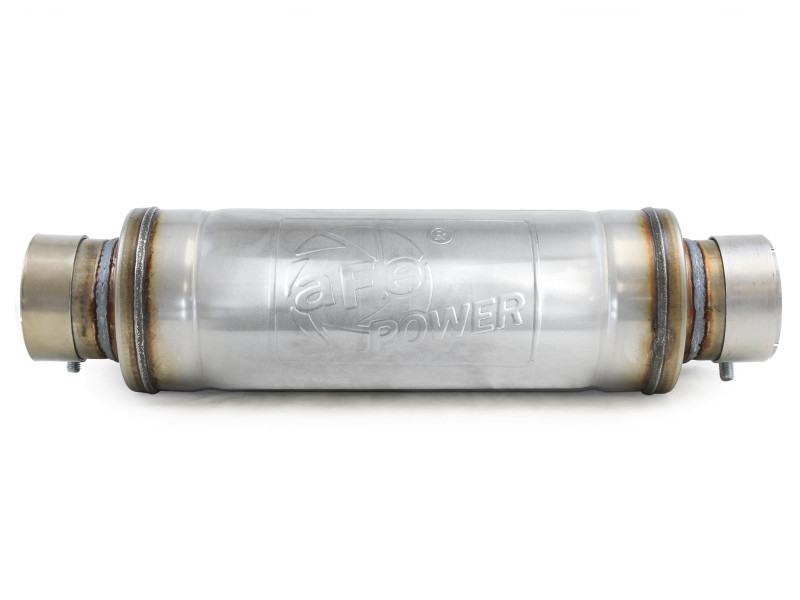 afe MACH Force-Xp Muffler 3 IN ID Center/Center x 5 IN Dia. x 19 IN Overall Length - Round Body - 49M30059 Photo - Unmounted
