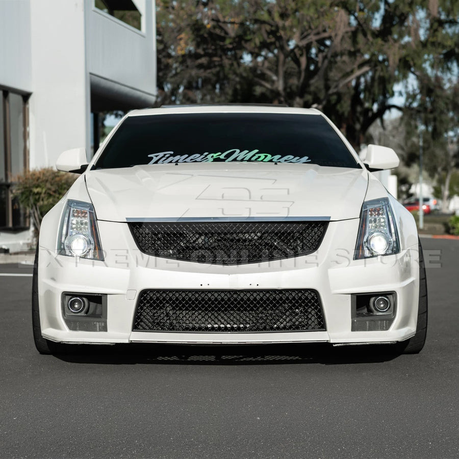 EOS Front Grille Upper & Lower - Matte Black - 09-15 Cadillac CTS-V (GRILL-1197-ABS_GRILL-1198-ABS)