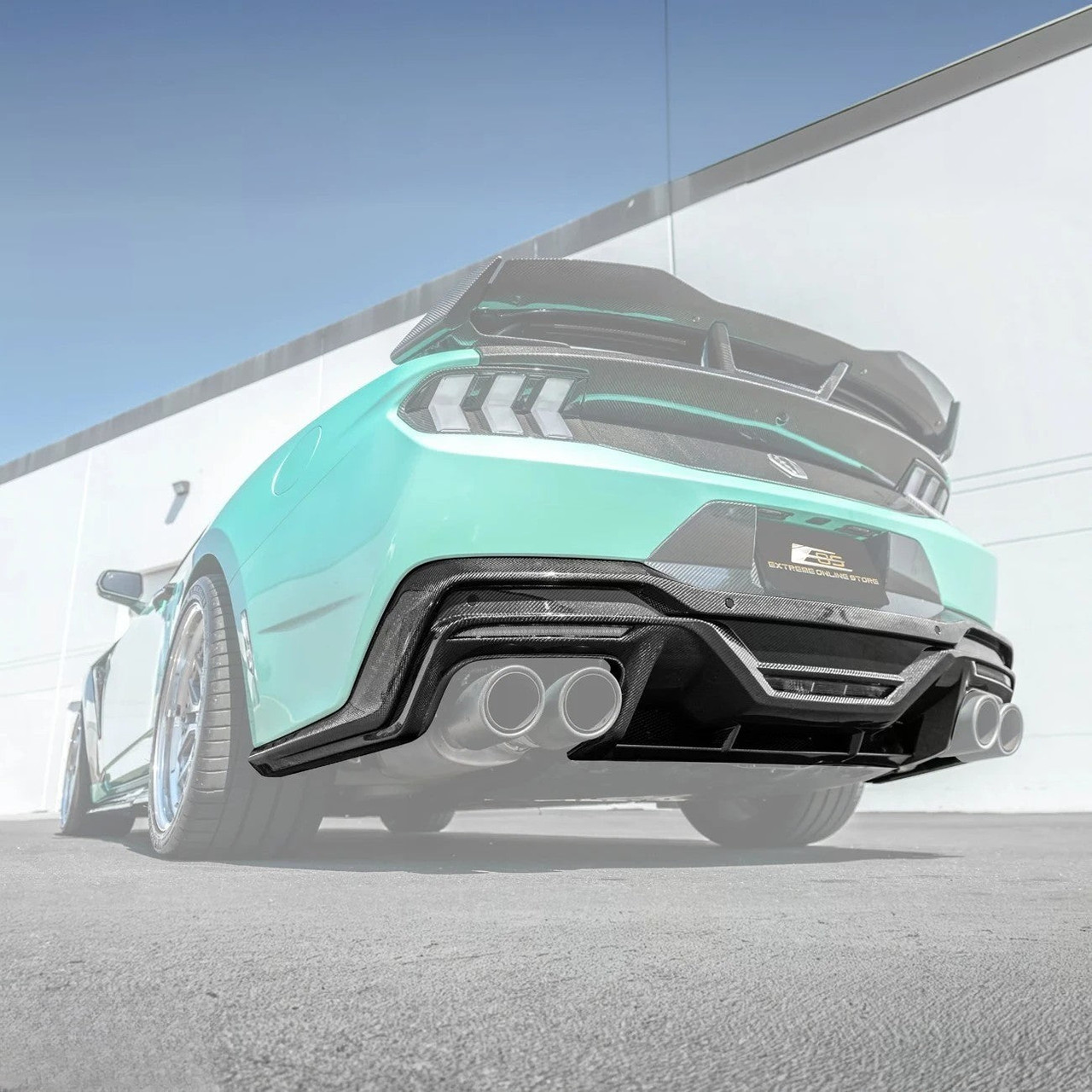 EOS Carbon Fiber Rear Diffuser Dark Horse Style - 2024+ Ford Mustang (DIFF-1163-BKCF )