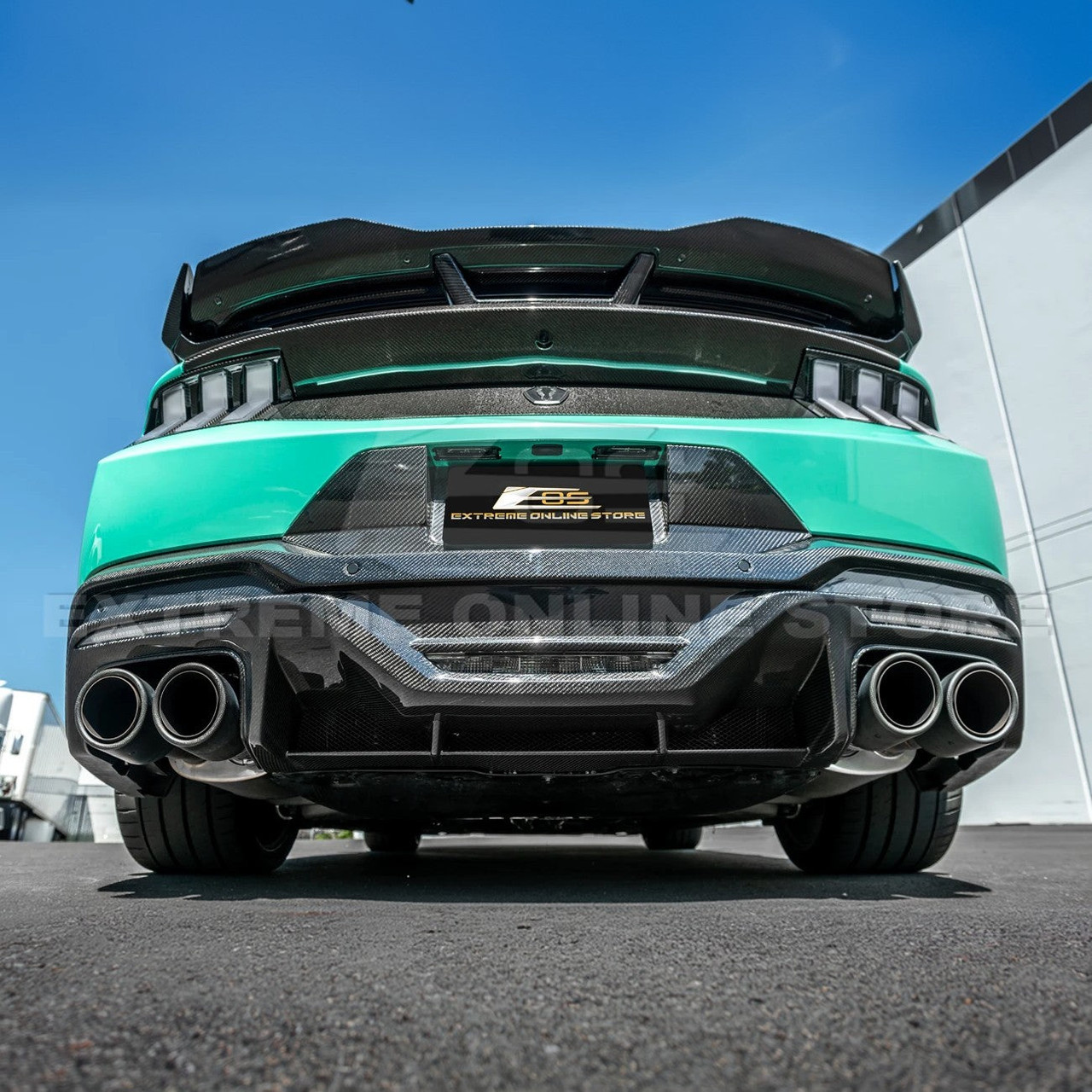 EOS Carbon Fiber Rear Diffuser Dark Horse Style - 2024+ Ford Mustang (DIFF-1163-BKCF )