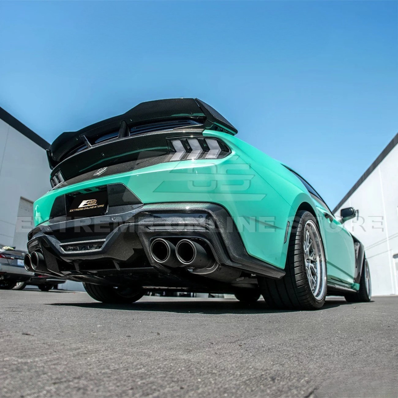 EOS Carbon Fiber Rear Diffuser Dark Horse Style - 2024+ Ford Mustang (DIFF-1163-BKCF )