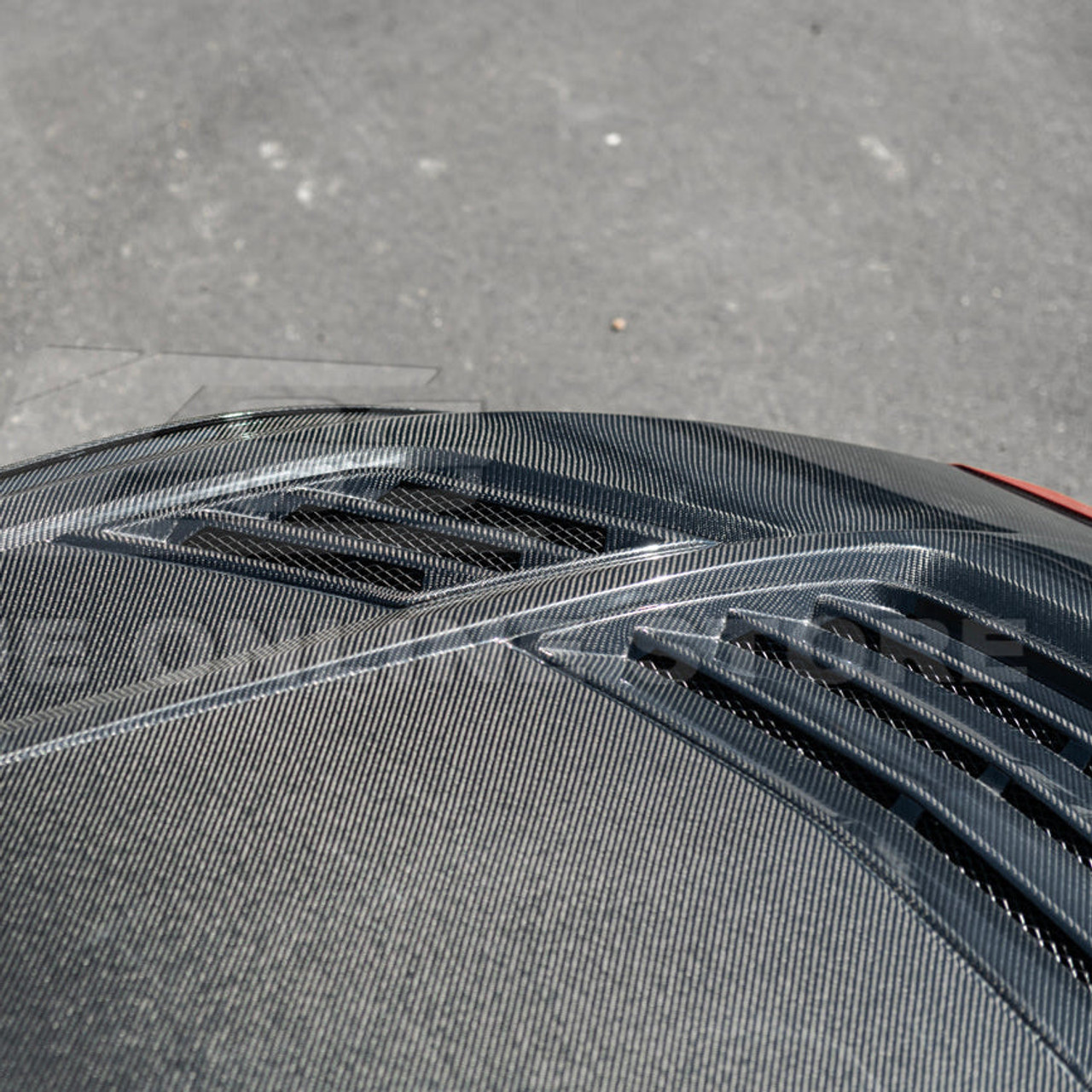 EOS Carbon Fiber Hood - Super Snake Style - 2024+ Ford Mustang (HOOD-1231-BKCF)