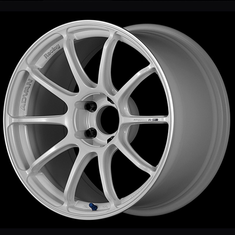 Advan RSIII 18x8.5 / +45 Offset / 5-114.3 / 73mm Bore / Racing White Metallic & Ring - YA38H45EWMR Photo - Primary