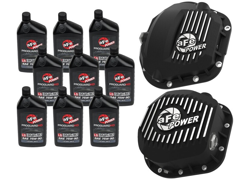 aFe Power Front/Rear Diff Cover Kit w/ Oil 17-22 Ford Diesel V8 (Dana Super 60 & Sterling 10.5-12) - 46-7704AB Photo - Primary