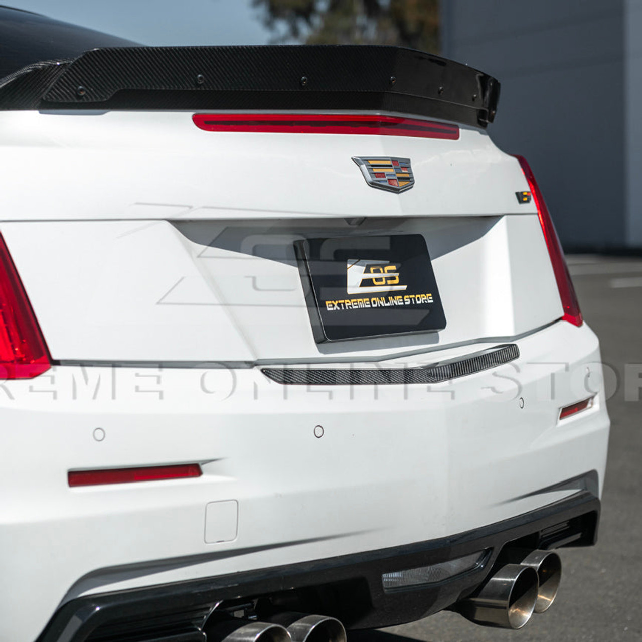 EOS Carbon Fiber Rear Trunk Trim - 16-19 Cadillac ATS-V Coupe (VENT-1183-BKCF)