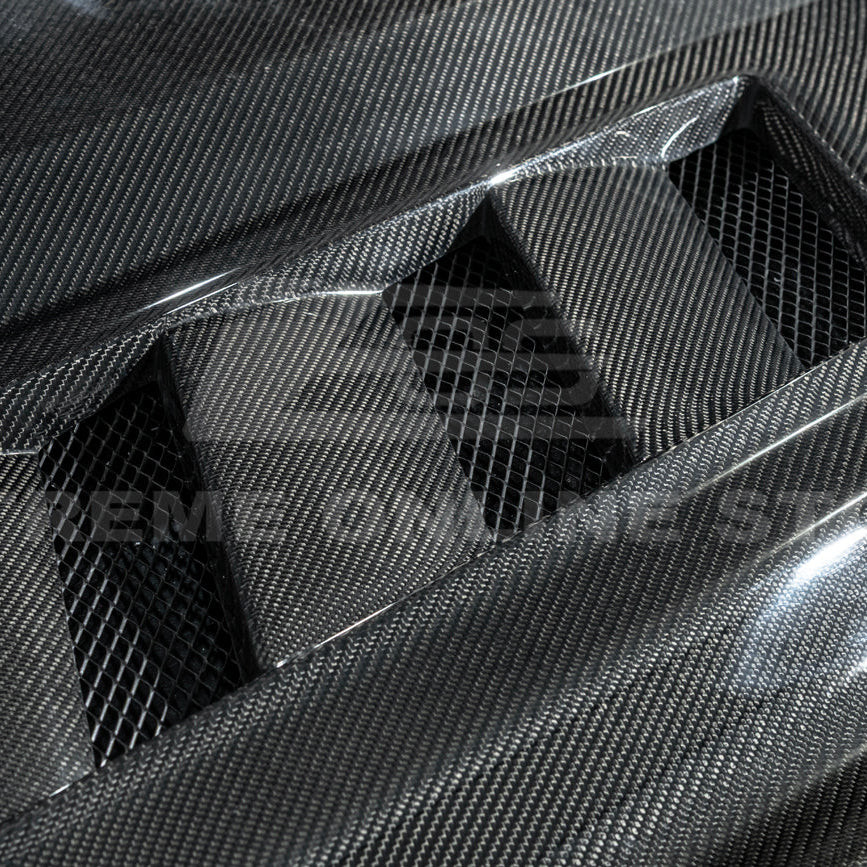 EOS Carbon Fiber Hood - Terminator Style - 15-17 Ford Mustang S550 (HOOD-1283-BKCF)