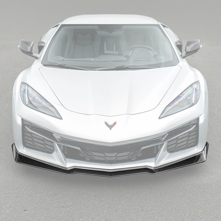 EOS Z07 Style Extended Front Splitter 1 Piece - Carbon Fiber - C8 Corvette Z06 (FLIP-1177-BKCF)