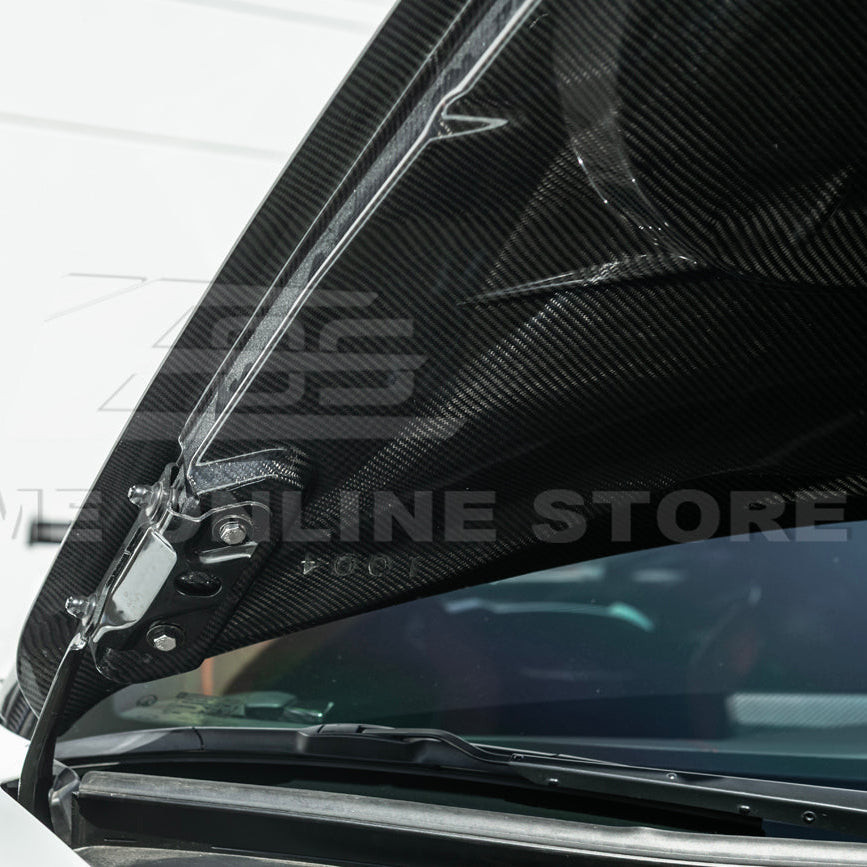 EOS ZR1 Style Carbon Fiber Hood Double Sided - C8 Corvette Stingray / E-Ray / Z06 / ZR1 (HOOD-1279-BKCF)