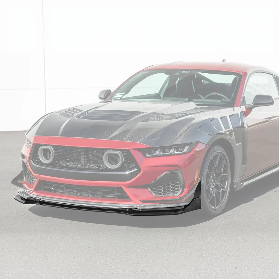 EOS GTV Style Add-On Front Splitter - Gloss Black - 2024+ Ford Mustang (FLIP-1262-V2-ABS)