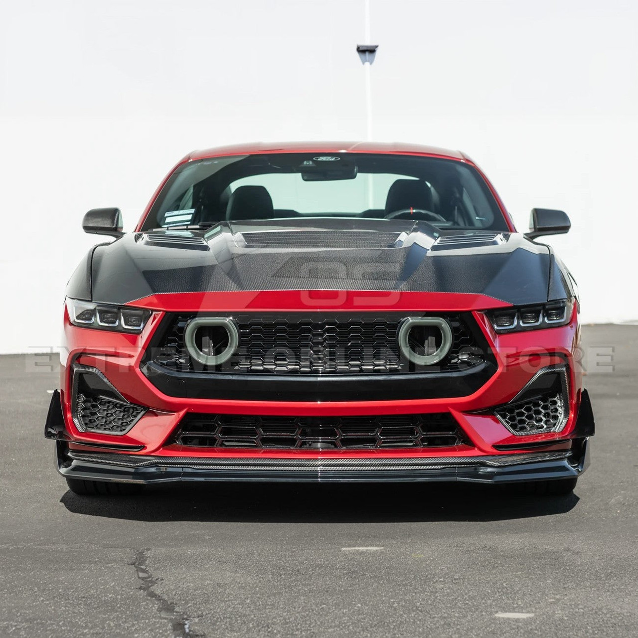 EOS GTV Style Add-On Front Splitter - Gloss Black - 2024+ Ford Mustang (FLIP-1262-V2-ABS)