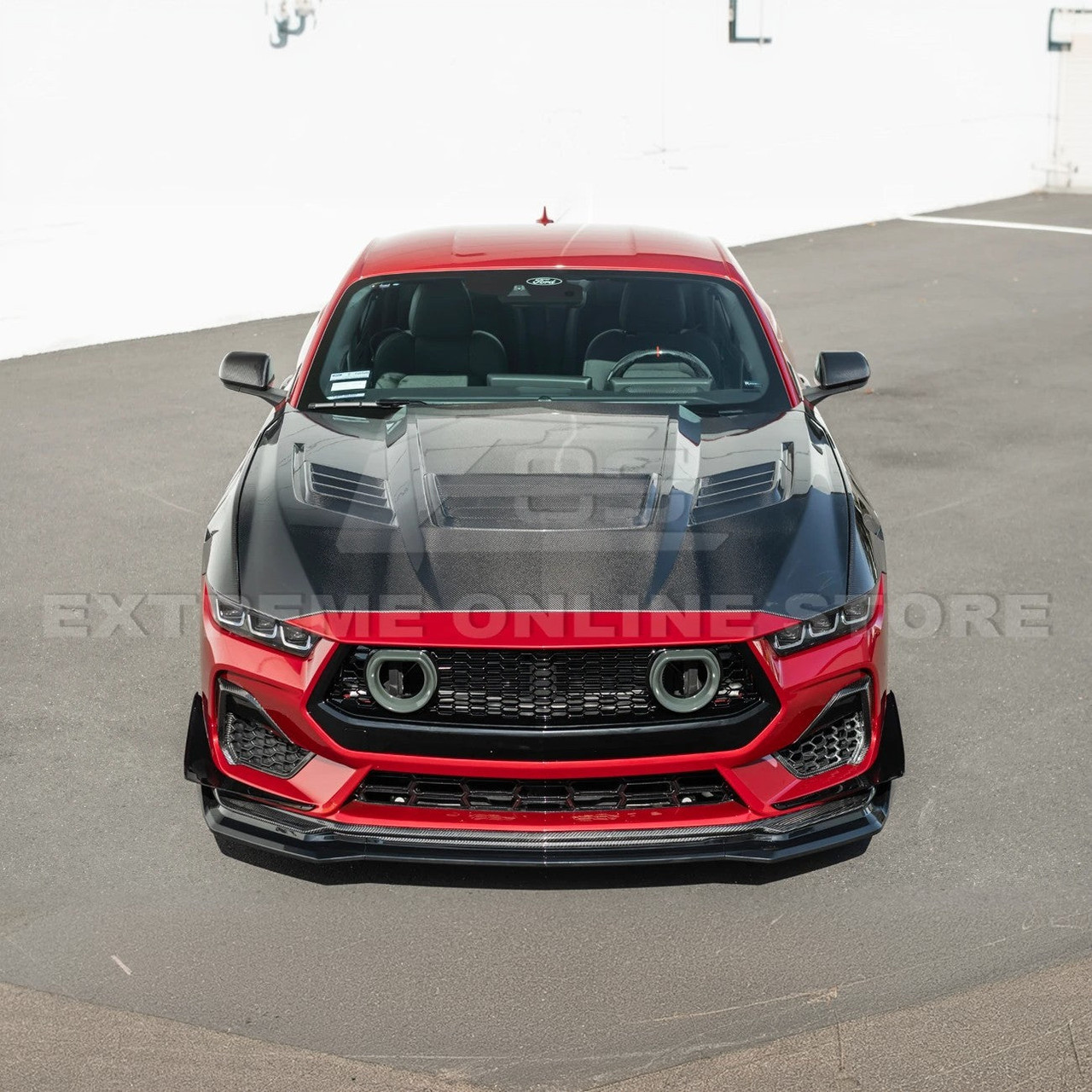 EOS GTV Style Add-On Front Splitter - Gloss Black - 2024+ Ford Mustang (FLIP-1262-V2-ABS)