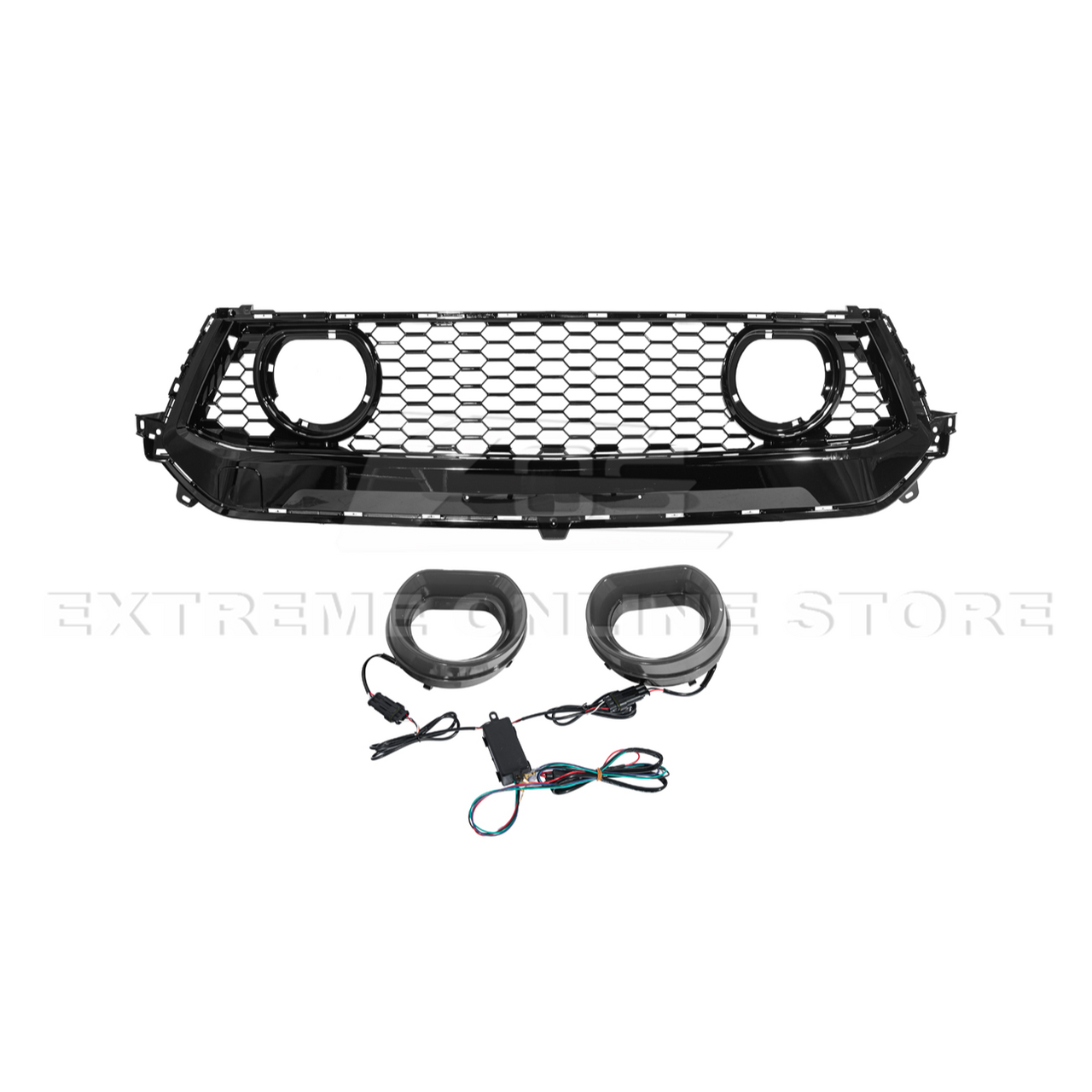 EOS GTV Style Front Upper Grille LED Air Intakes - 2024+ Ford Mustang (GRILL-1263-V2-ABS)
