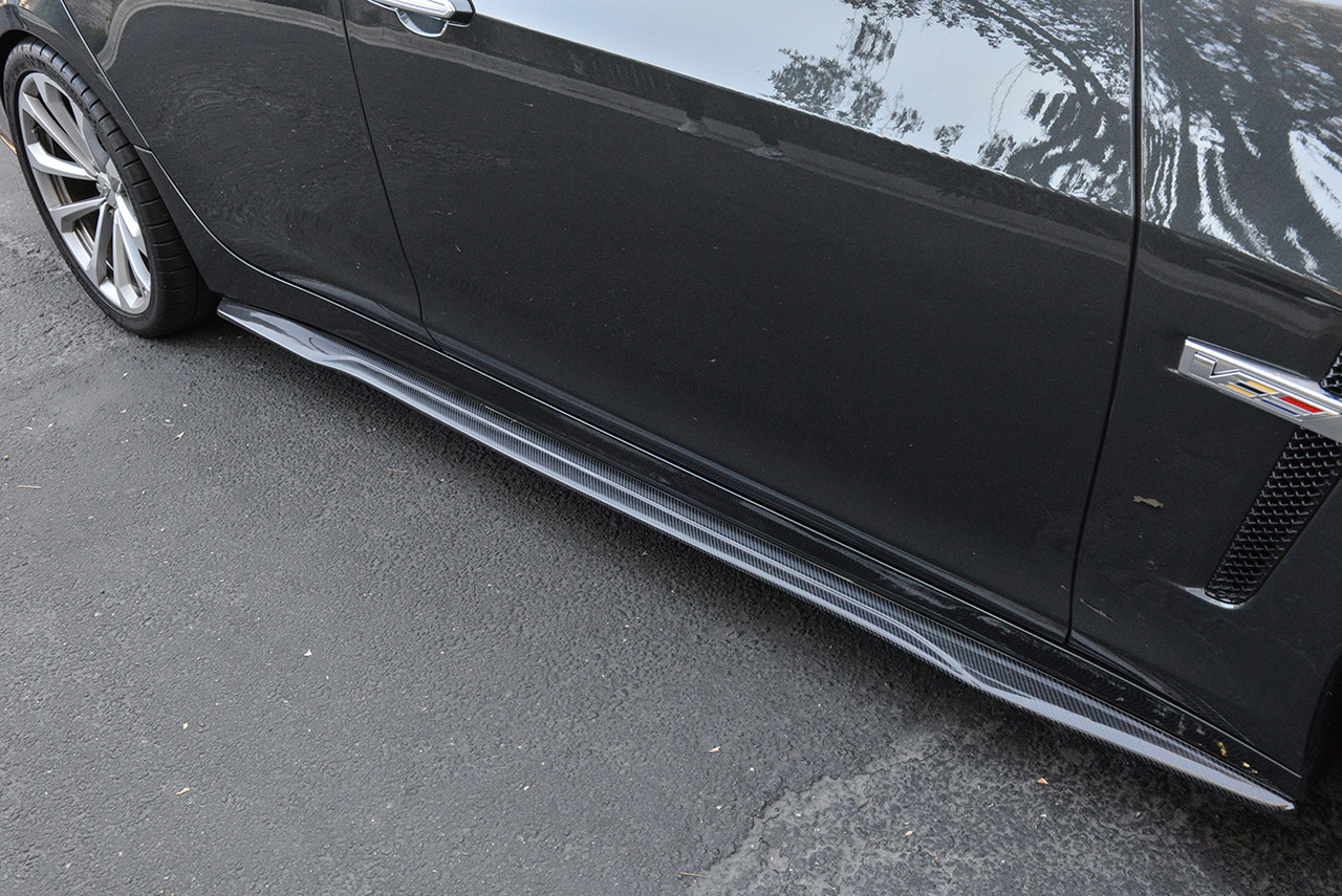 EOS Carbon Fiber Side Skirts - 16-19 Cadillac CTS-V (SS-193-BKCF)