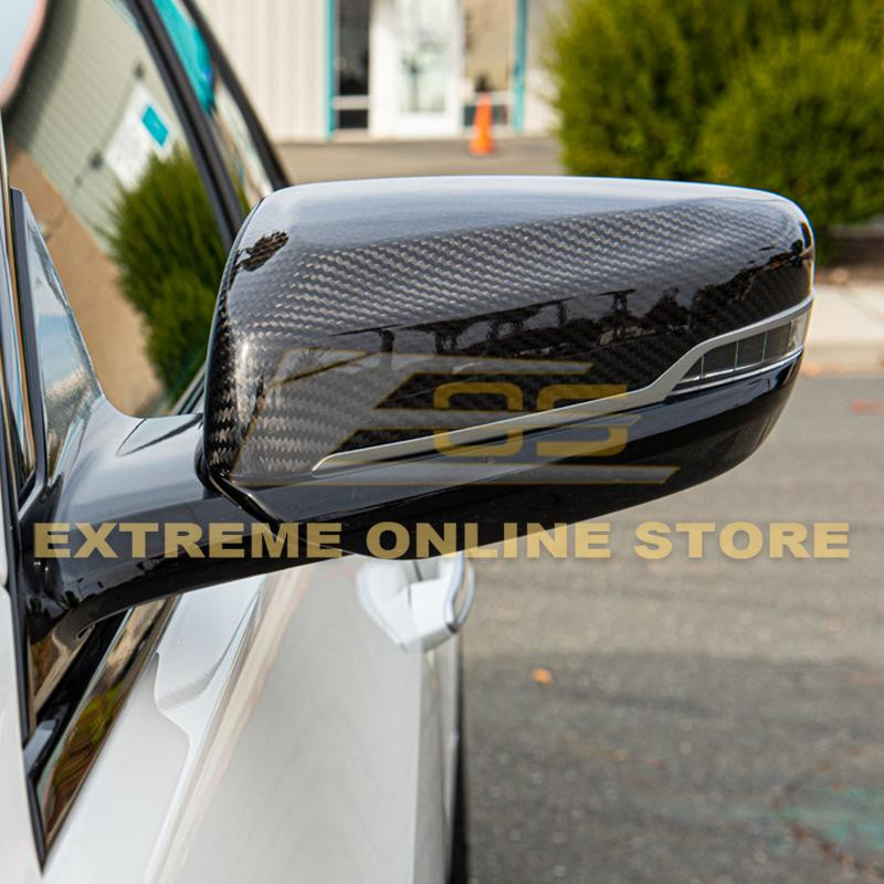 EOS Carbon Fiber Mirror Covers - 16-19 Cadillac CTS-V (MC-305-BKCFV3)