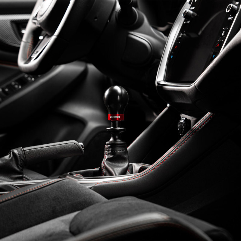 Cobb Subaru 6-Speed Weighted COBB Shift Knob - Black (Incl. Both Red + Blk Collars) - 213360-BK