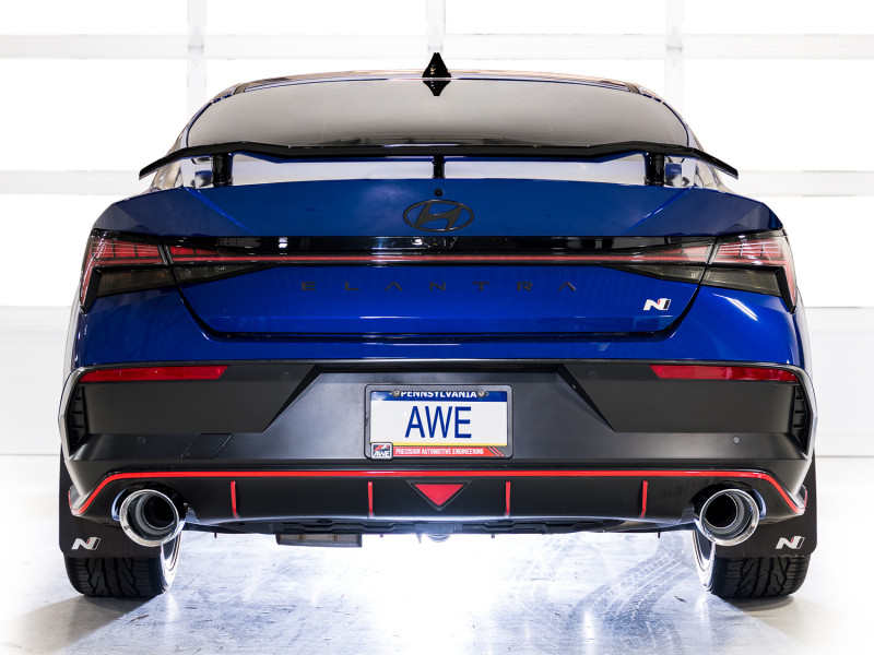 AWE 22-26 Hyundai Elantra N Track Edition Cat-Back Exhaust - Chrome Silver Tips - 3020-32237 Photo - Mounted