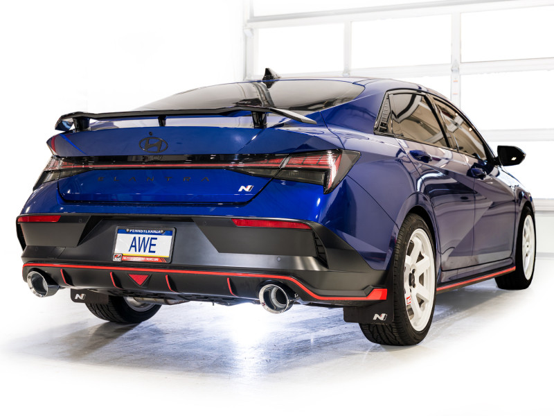 AWE 22-26 Hyundai Elantra N Track Edition Cat-Back Exhaust - Chrome Silver Tips - 3020-32237 Photo - Mounted