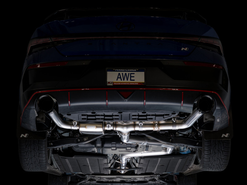 AWE 22-26 Hyundai Elantra N SwitchPath Cat-Back Exhaust - Diamond Black Tips - 3025-33237 Photo - Mounted