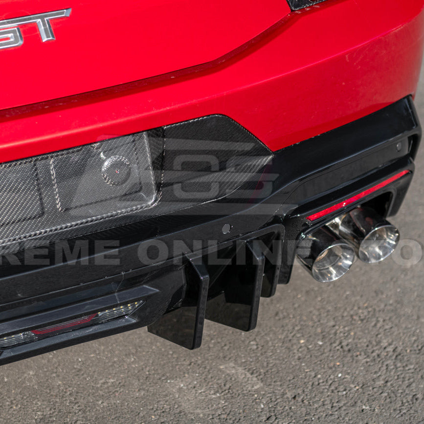 EOS Rear Bumper Diffuser for Quad Tips - Gloss Black - 2024+ Mustang (DIFF-1038-V2-ABS)