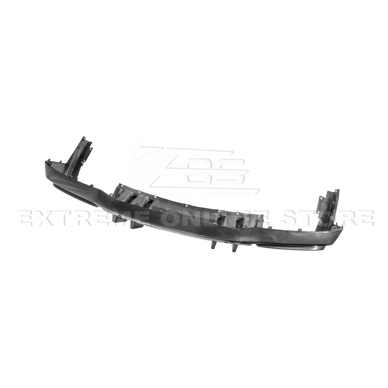 EOS Rear Bumper Diffuser for Quad Tips Finned Style - Carbon Fiber - 2024+ Mustang (DIFF-1038-BKCF)