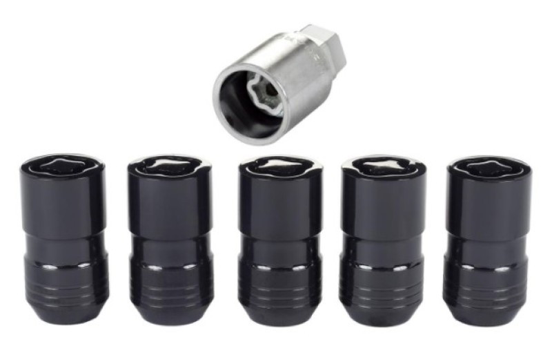 McGard Wheel Lock Nut Set - 5pk. (Cone Seat) M14X1.5 / 22mm Hex / 1.639in OAL - Black - 24516