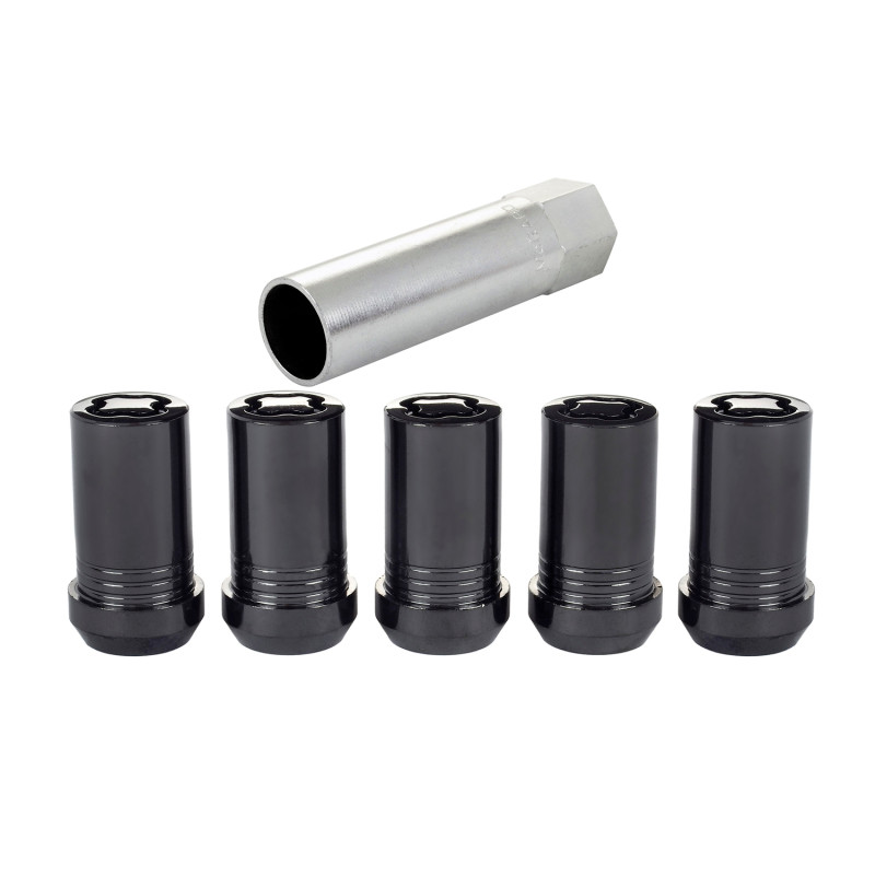 McGard Wheel Lock Nut Set - 5pk. (Cone Seat Tuner) M14X1.5 / 22mm Hex / 1.648in OAL - Black - 25515BK
