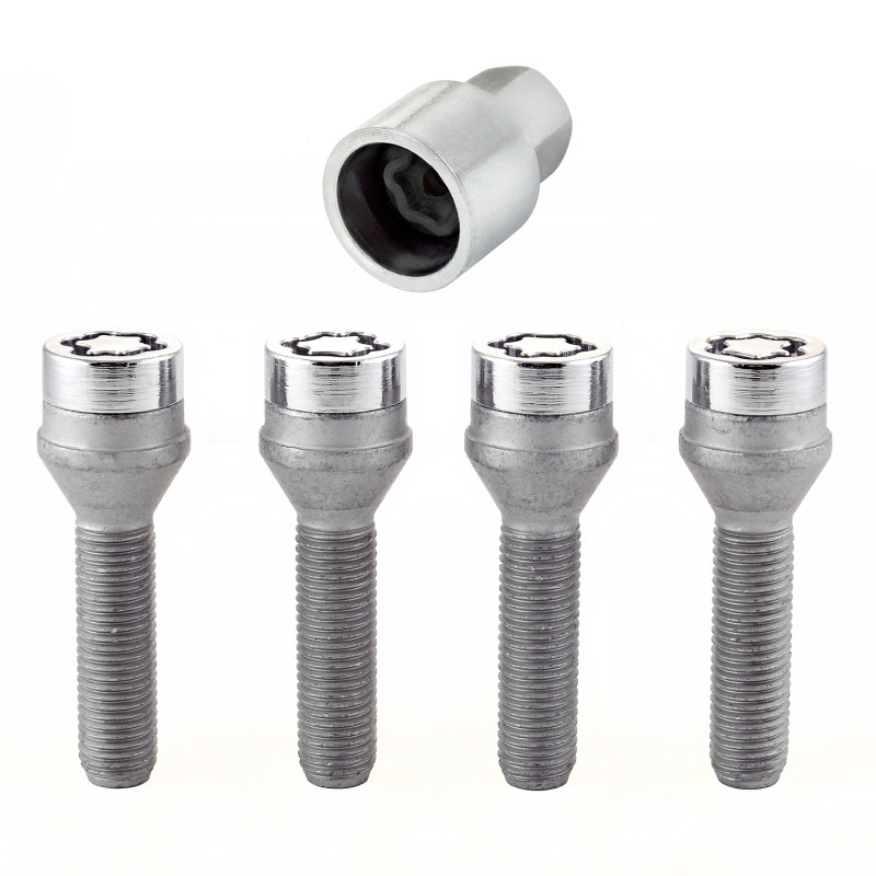 McGard Wheel Lock Bolt Set - 4pk. (Cone Seat) M12X1.5 / 17mm Hex / 40.5mm Shank Length - Chrome - 27013