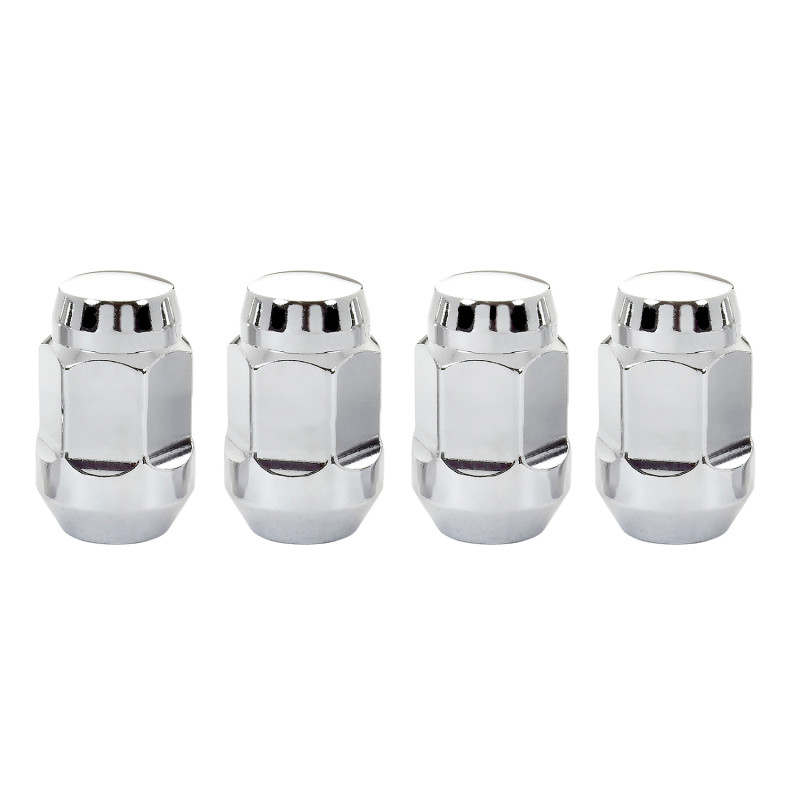 McGard Hex Lug Nut (Cone Seat Bulge Style) M12X1.25 / 3/4 Hex / 1.45in. Length (4-Pack) - Chrome - 64013