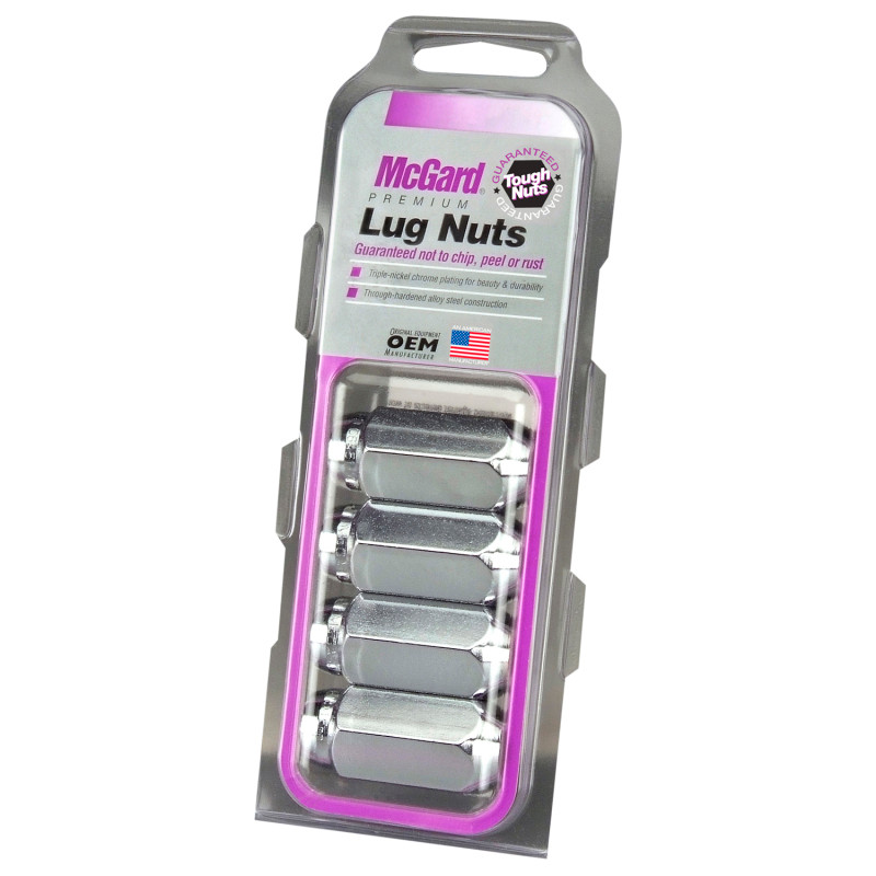 McGard Hex Lug Nut (Cone Seat) M14X1.5 / 13/16 Hex / 1.945in. Length (4-Pack) - Chrome - 64021
