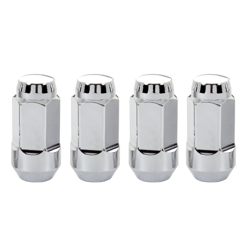 McGard Hex Lug Nut (Cone Seat Bulge Style) M14X1.5 / 13/16 Hex / 1.945in. Length (4-Pack) - Chrome - 64023