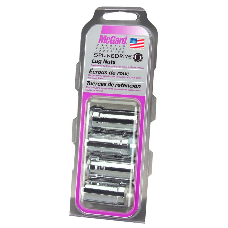 McGard SplineDrive Lug Nut (Cone Seat) 1/2-20 / 1.60in. Length (4-Pack) - Chrome (Req. Tool) - 65340
