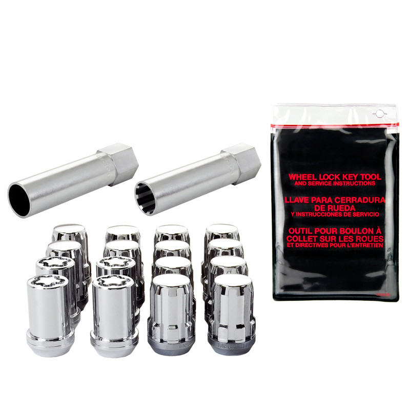 McGard SplineDrive Tuner 4 Lug Install Kit w/Locks & Tool (Cone) M12X1.25 / 13/16 Hex - Chrome - 65454