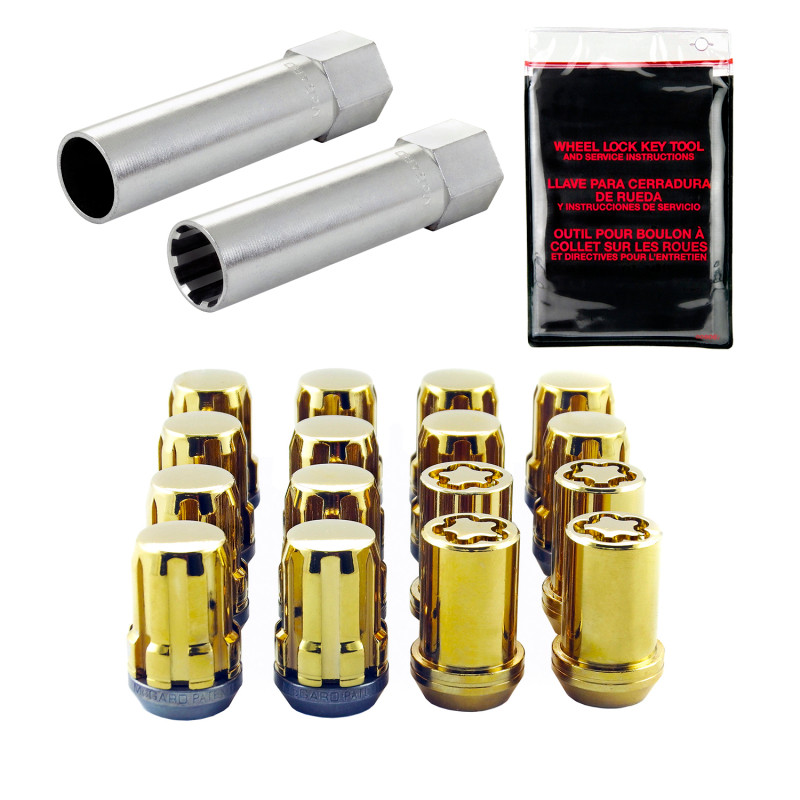 McGard SplineDrive Tuner 4 Lug Install Kit w/Locks & Tool (Cone) M12X1.5 / 13/16 Hex - Gold - 65457GD