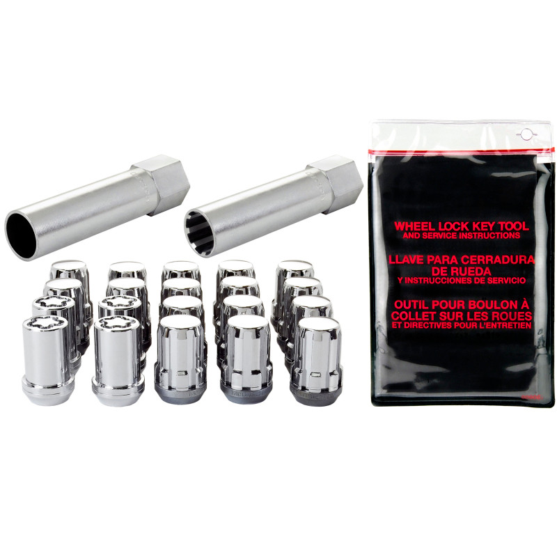 McGard SplineDrive Tuner 5 Lug Install Kit w/Locks & Tool (Cone) M12X1.25 / 13/16 Hex - Chrome - 65554