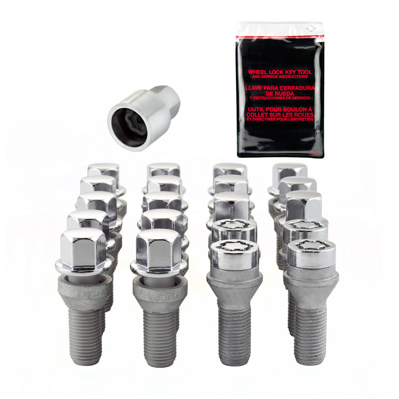 McGard 5 Lug Hex Install Kit w/Locks (Cone Seat Bolt) M14X1.5 / 17mm Hex / 30.5mm Shank L. - Chrome - 67205