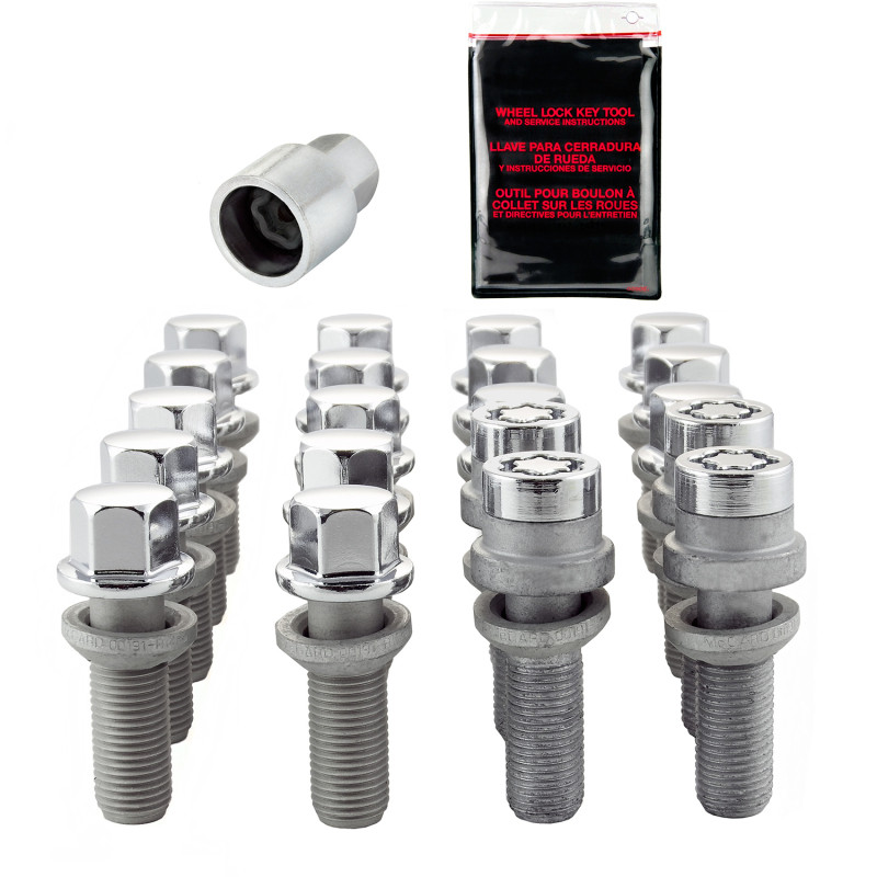 McGard 5 Lug Hex Install Kit w/Locks (Radius Seat Bolt) M14X1.5 / 17mm Hex / 35.4mm Shank L - Chrome - 68032