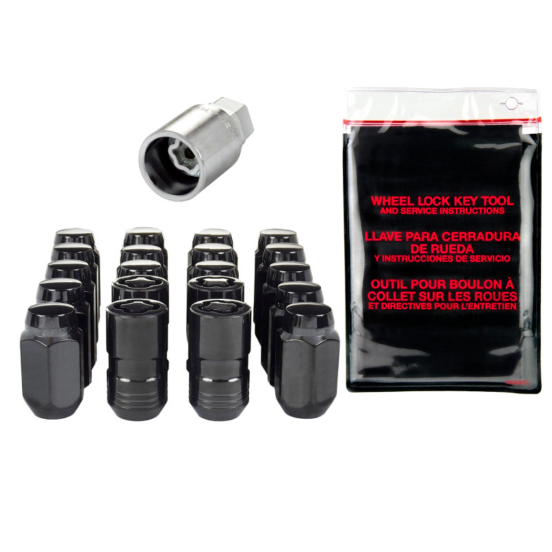 McGard 5 Lug Hex Install Kit w/Locks (Cone Seat Nut) M14X1.5 / 22mm Hex / 1.635in. Length - Black - 84527