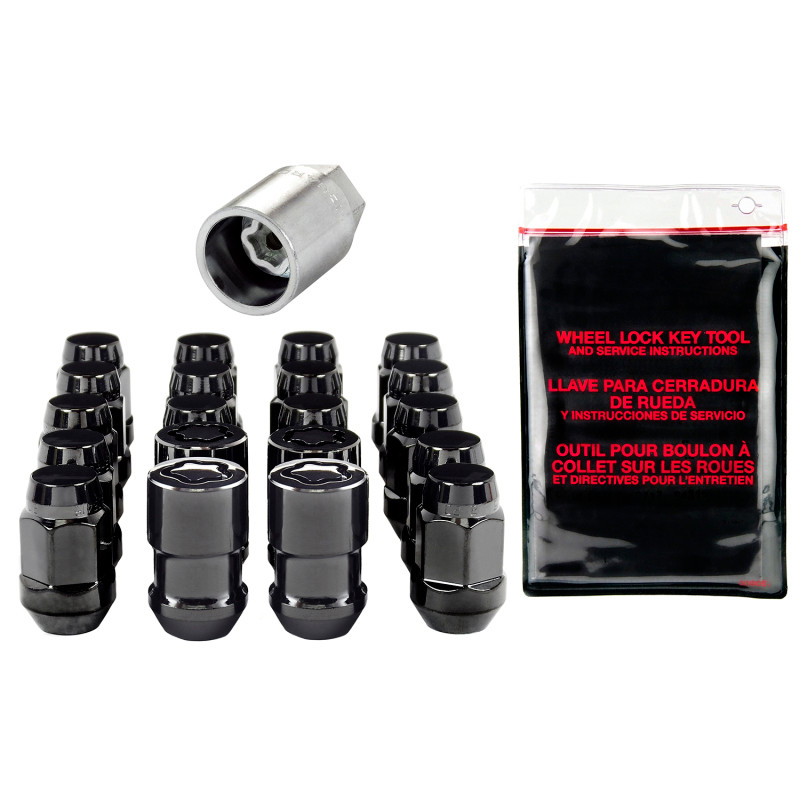 McGard 5 Lug Hex Install Kit w/Locks (Cone Seat Nut / Bulge) M12X1.5 / 3/4 Hex / 1.45in. L - Black - 84538