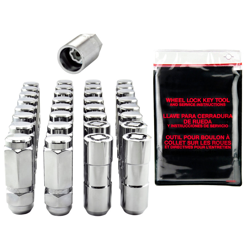 McGard 8 Lug Hex Install Kit w/Locks (Cone Seat Nut / Duplex) 9/16-18 / 7/8 Hex / 2.5in L - Chrome - 84834
