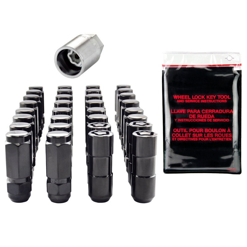 McGard 8 Lug Hex Install Kit w/Locks (Cone Seat Nut / Duplex) 9/16-18 / 7/8 Hex / 2.5in. L - Black - 84844