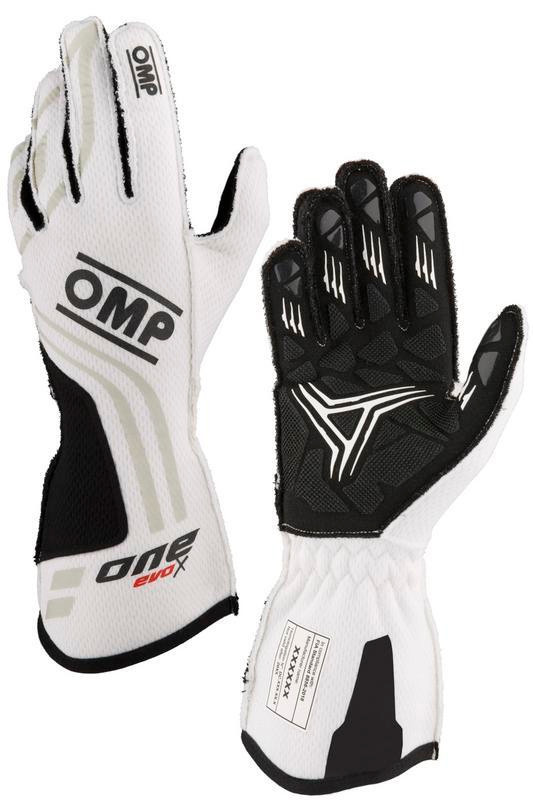 OMP ONE EVO-X MY24 GLOVES FIA 8856-2018 WHITE SZ S - IB0-0775-A01-020-S Photo - Primary